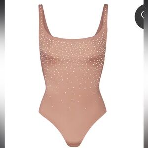 SKIMS X Swarovski Jelly sheer square neck bodysuit